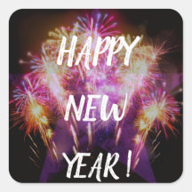 Bonne année, autocollant de feux d'artifice