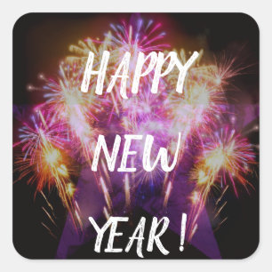 Bonne année, autocollant de feux d'artifice