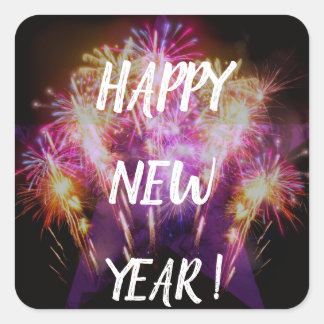 Bonne année, autocollant de feux d'artifice