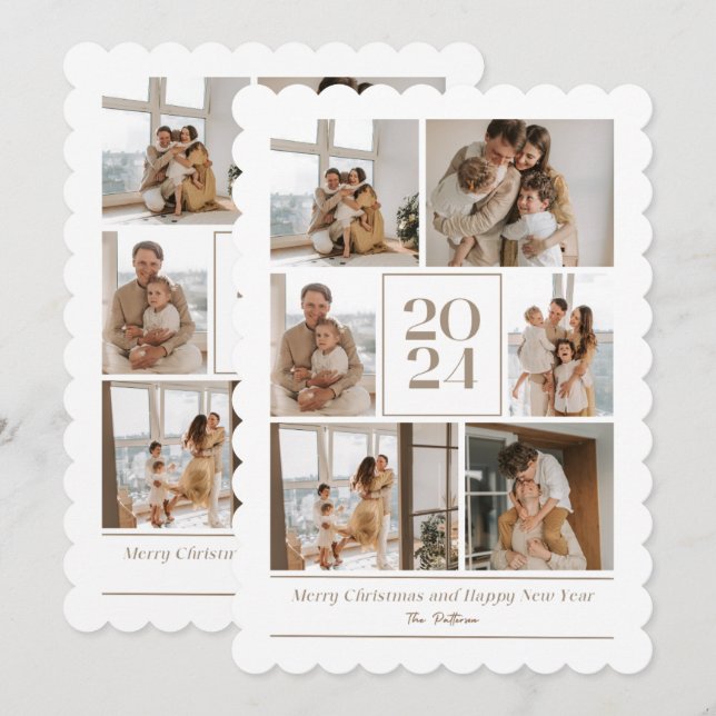 Bonne année avec une carte de vœux de fêtes en fam (Devant / Derrière)