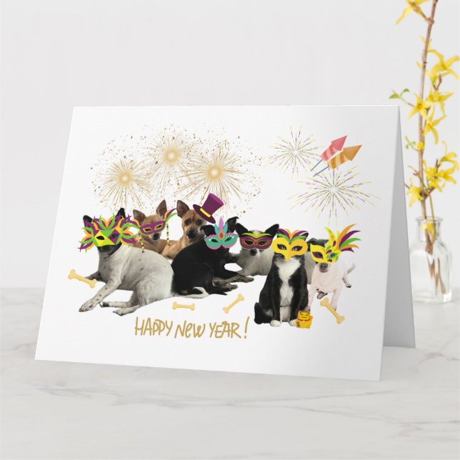 Bonne année Carte Doggie (Fleur jaune)