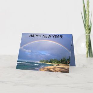Bonne année Carte / Parfait arc-en-ciel sur une pl