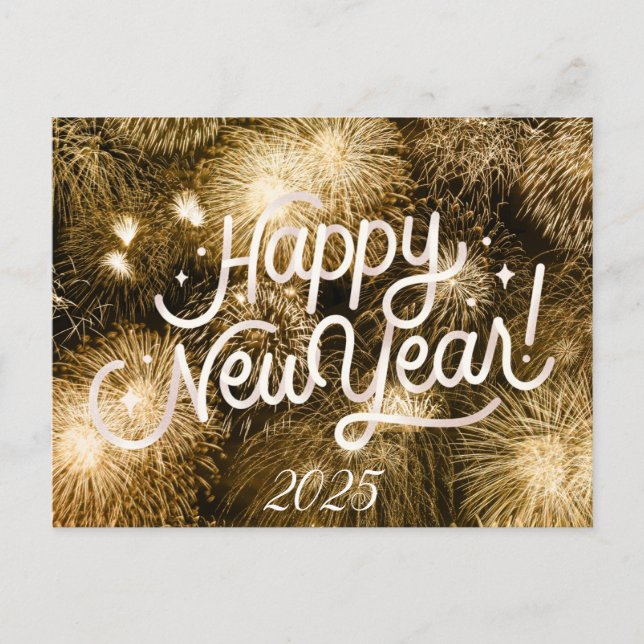 BONNE ANNÉE CARTE POSTALE AVEC DÉTAILS EN OR (Devant)