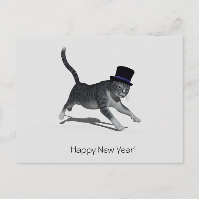 Bonne année Carte postale de chat (Devant)