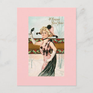 Bonne année Cartes postales Vintages Lady Masquera