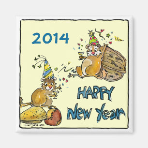 Bonne année Chipmunks Cartoon Magnet