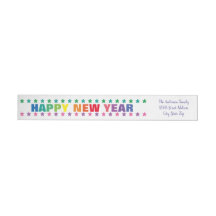 Bonne année d'arc-en-ciel - long étiquette de