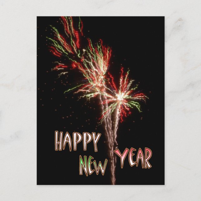 Bonne année Feu de Feu Flares Carte postale (Devant)