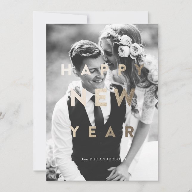 Bonne année ! | Jour de l'année Gold Holiday Carte (Devant)