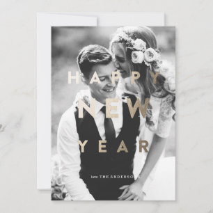 Bonne année !   Jour de l'année Gold Holiday Carte