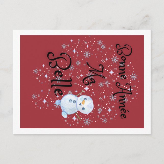 Bonne Année Ma Belle/ Glückliches Neues Jahr Postkarte (Vorderseite)