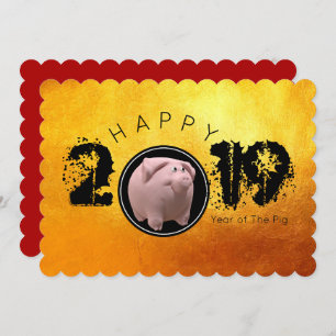 Bonne année PIg 2019 Carte Plat 3D originale