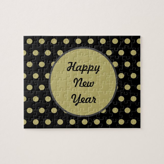 Bonne année Polka Dot Jigsaw Puzzle (Noir) (Horizontal)