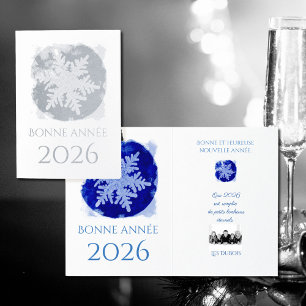 Bonne Annee - Schneeflocke - 2026 silber  Folienkarte