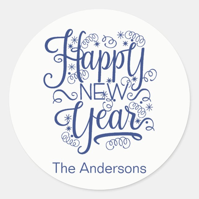 Bonne année | Sticker rond de marine simple (Devant)