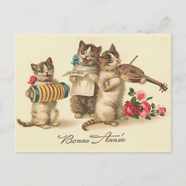"Bonne Annee" Vintage französische neues Feiertagspostkarte (Vorderseite)
