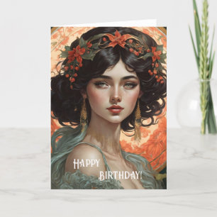 Bonne Anniversaire Art Nouveau Beauté No.2b Carte