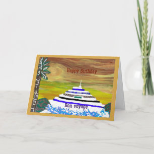 Bonne Anniversaire/Bon Voyage Blank Note Carte de