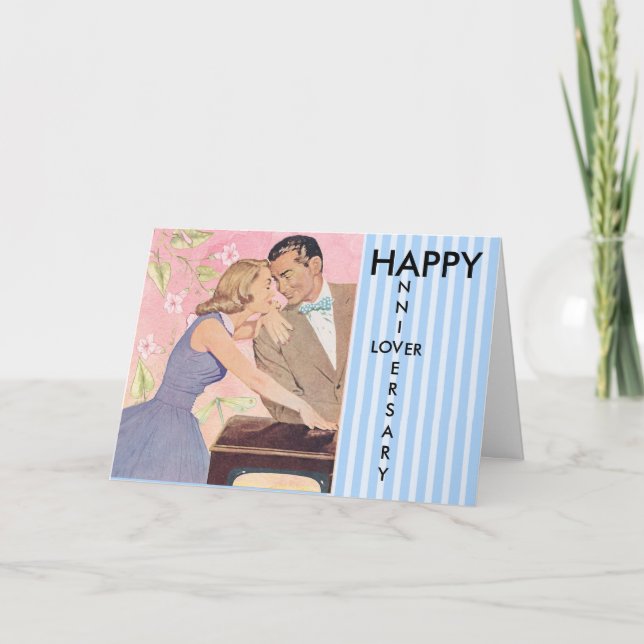 Bonne Anniversaire, Carte Couple Vintage (Devant)