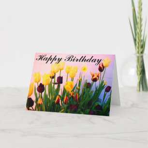 Bonne Anniversaire Diverses Tulipes Carte #1