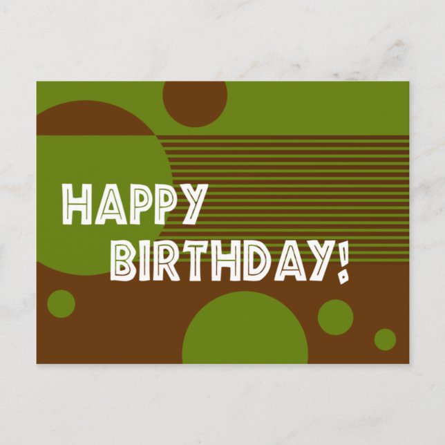Bonne Anniversaire Dotty Lines Carte Postale (oliv (Devant)