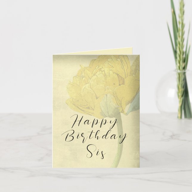 Bonne Anniversaire Sis Carte soeur Tulip Yellow Lo (Devant)