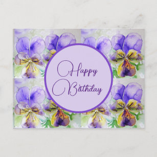 Bonne Anniversaire Viola floral dames Carte postal