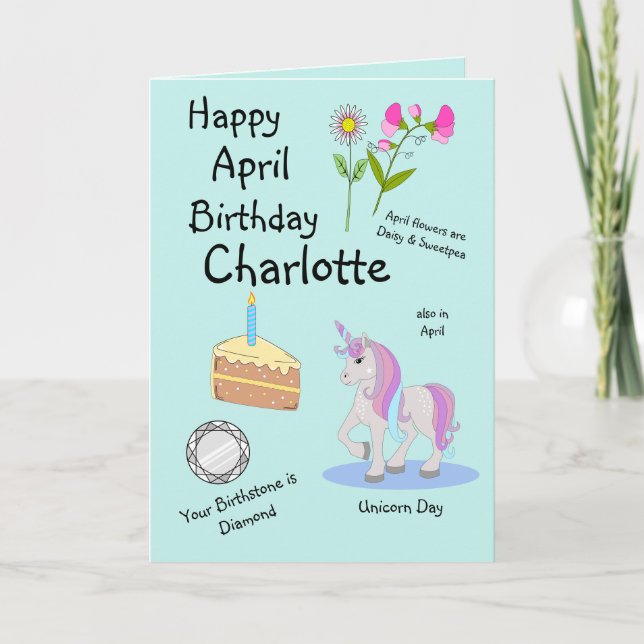 Bonne Avril Anniversaire Carte de voeux pliée (Devant)