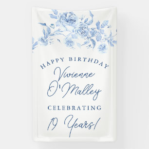 Bonne bannière d'anniversaire 19e Modèle Floral Bl
