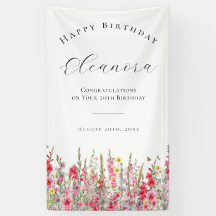 Bonne bannière d'anniversaire 70 août Fleur de nai