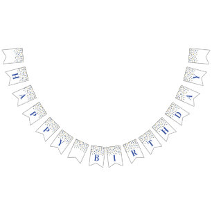 Bonne bannière d'anniversaire Blue Gold Confetti