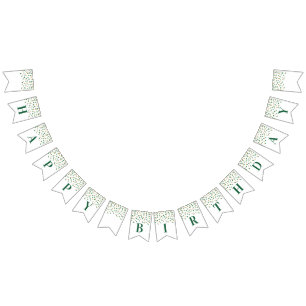 Bonne Bannière d'anniversaire Green Gold Confetti