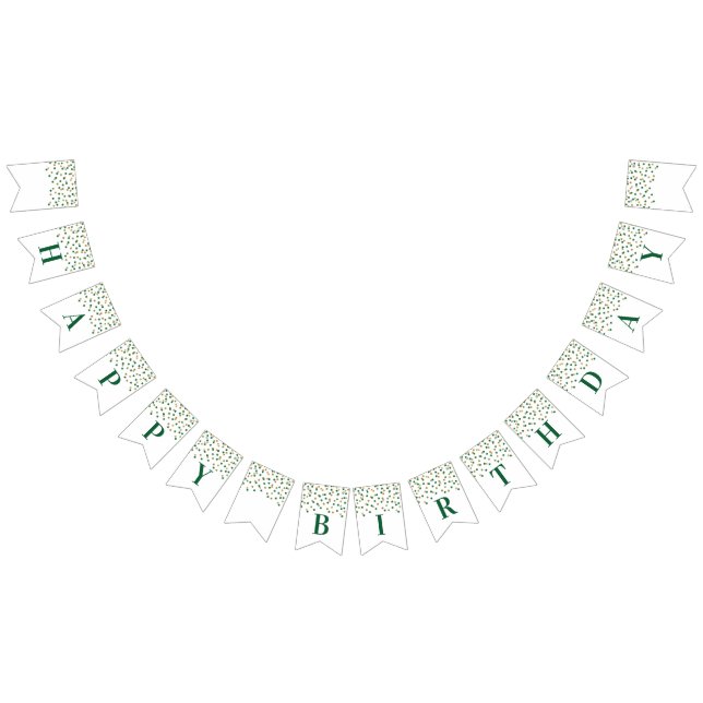Bonne Bannière d'anniversaire Green Gold Confetti (Tout)