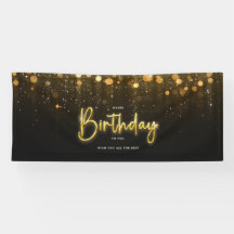 Bonne bannière d'anniversaire parties scintillant