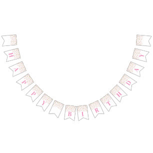 Bonne bannière d'anniversaire Pink Gold Confetti