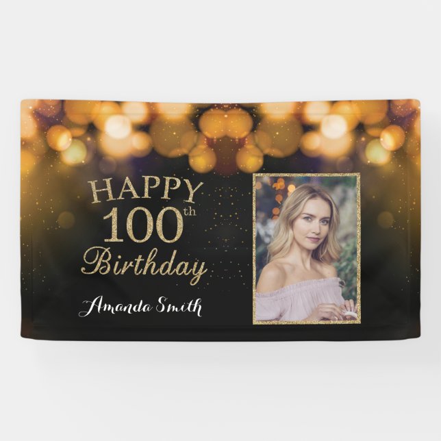 Bonne bannière du 100e anniversaire. Photo Parties (Horizontal)