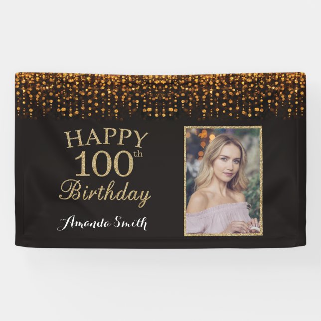 Bonne bannière du 100e anniversaire. Photo Parties (Horizontal)