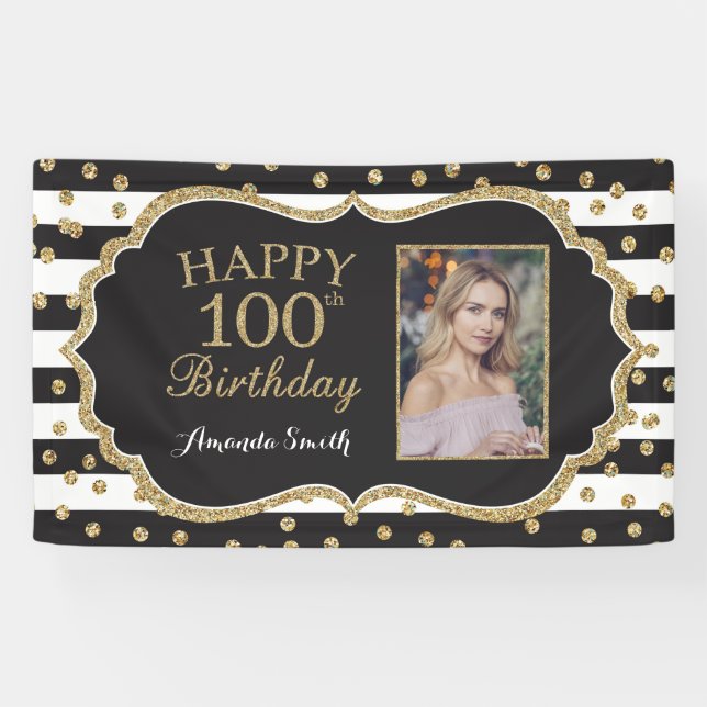 Bonne bannière du 100e anniversaire. Photo Parties (Horizontal)