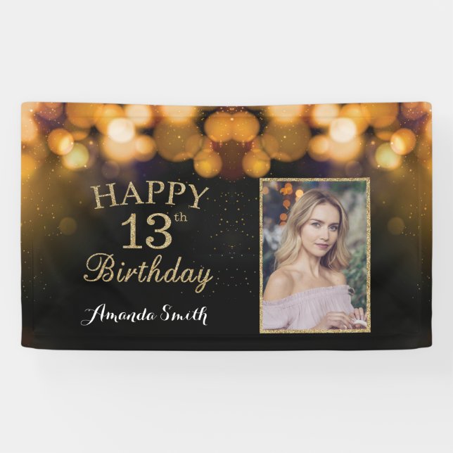 Bonne bannière du 13e anniversaire. Photo Parties  (Horizontal)