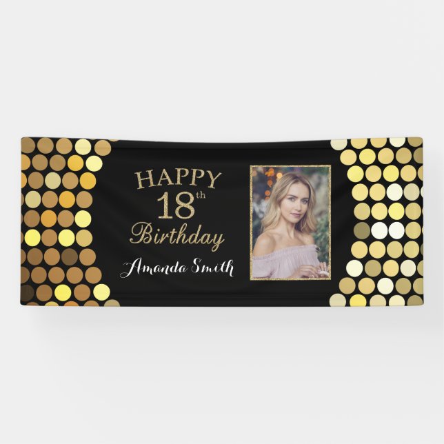 Bonne bannière du 18e anniversaire. Photo Parties  (Horizontal)