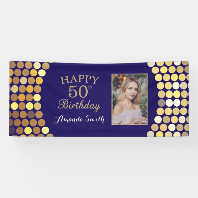 Bonne bannière du 50e anniversaire. Photo Blue Gol (Horizontal)
