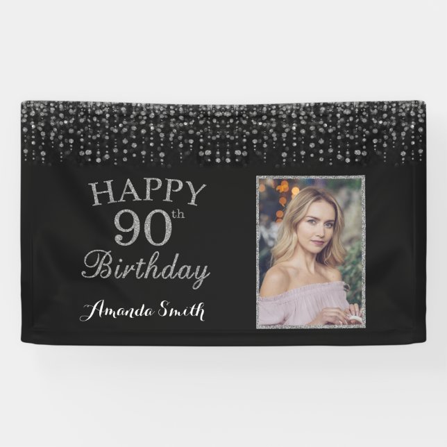 Bonne bannière du 90e anniversaire. Photo Parties  (Horizontal)