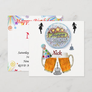 Bonne bière d'invitation de carte d'anniversaire