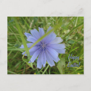Bonne carte à fleurs bleu pâle de Pâques