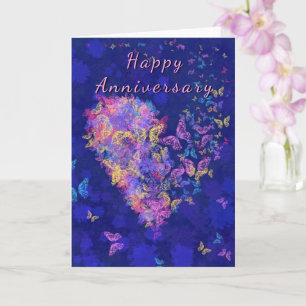 Bonne carte Anniversaire Coeur papillon - Amour