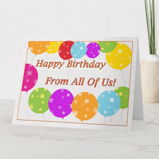 Bonne Carte Anniversaire De Nous Tous Avec Ballons (Devant)