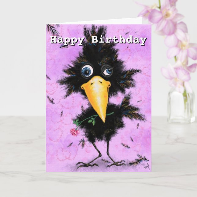 Bonne Carte Anniversaire En Love Crow - Drôle (Orchidée)