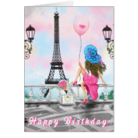 Bonne Carte Anniversaire Femme À Paris Tour Eiffel