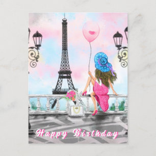 Bonne Carte Anniversaire Femme À Paris Tour Eiffel