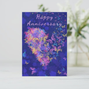Bonne carte Anniversaire Papillon Coeur Romantique